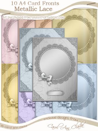 A4 Metallic Lace and Bow Card Fronts Kit