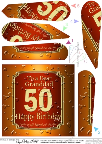 50th Birthday GRANDDAD Beer Label Fan Pyramage Topper