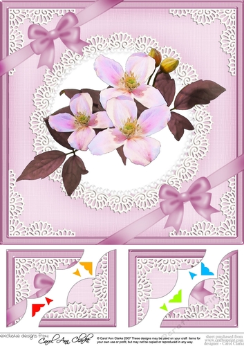8 x 8 Clematis and Lace Scalloped Corner Topper