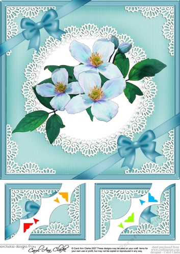8 x 8 Clematis and Lace Scalloped Corner Topper