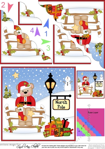 Christmas Livvy Bear is at the North Pole Scalloped Corner Stacker