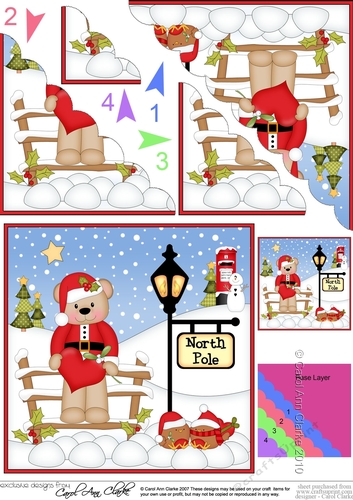 Christmas Livvy Bear is at the North Pole Scalloped Corner Stacker