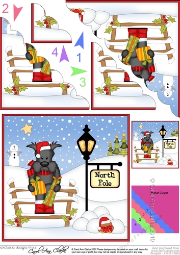 Christmas Hamish Scottie Dog is at the North Pole Scalloped Corner Stacker