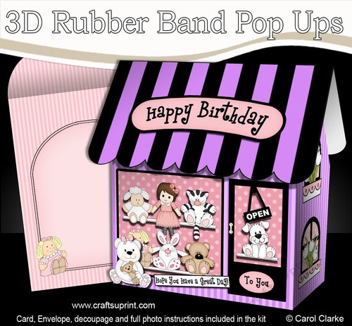 3D Shoppe Pop Up Rubber Band Card Kit  -  The Hug-a-Bear Soft Toy Shop