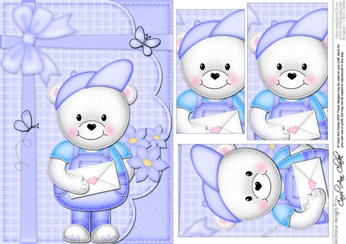 A5 Teddy Ed has a Letter & Flowers Pyramage Topper