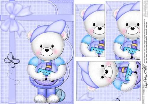A5 Teddy Ed has a Toy Boat Pyramage Topper