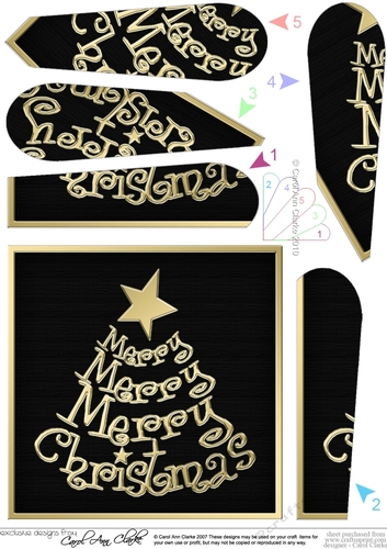 Merry Christmas Tree Fan Pyramage Topper