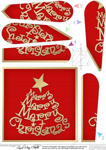 Merry Christmas Tree Fan Pyramage Topper