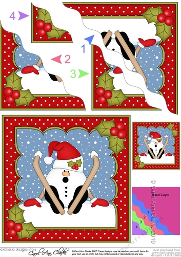 Christmas OOps Snowball Sam is Skiing Wavy Corner Topper