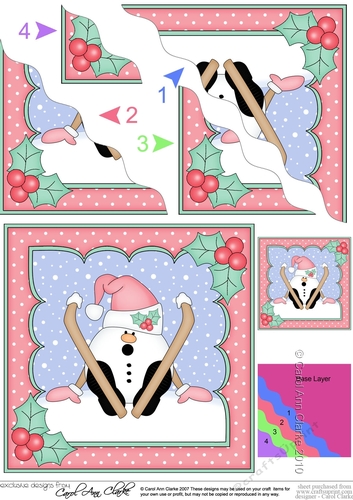 Christmas OOps Snowball Sam is Skiing Wavy Corner Topper
