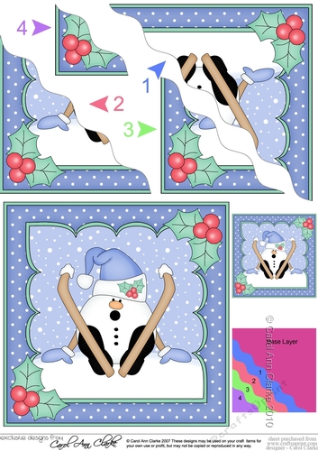 Christmas OOps Snowball Sam is Skiing Wavy Corner Topper