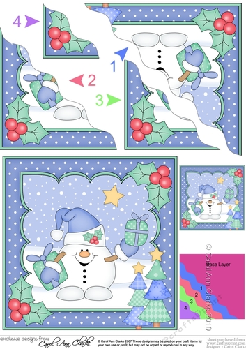 Christmas Snowball Sam has Christmas Presents Wavy Corner Topper