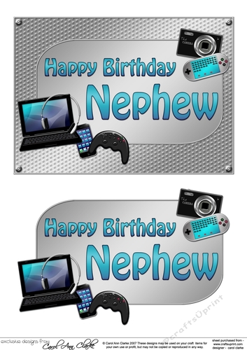 5x7 Birthday NEPHEW Gadgets n Gizmos 3D Decoupage