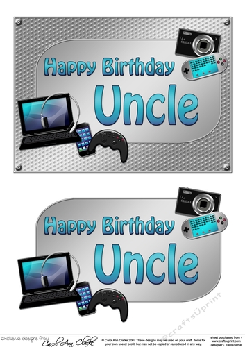 5x7 Birthday UNCLE Gadgets n Gizmos 3D Decoupage