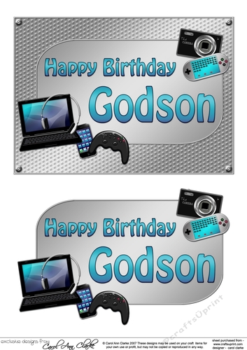 5x7 Birthday GODSON Gadgets n Gizmos 3D Decoupage