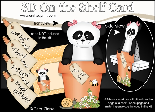 3D On the Shelf Card Kit - Flower Pot Friends Little Panda Bear Su Ling
