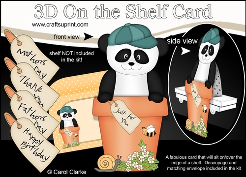 3D On the Shelf Card Kit - Flower Pot Friends Little Panda Bear Chi Chi