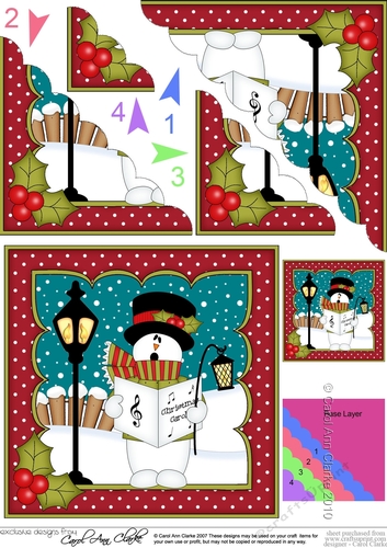Christmas Snowman Rio is Carol Singing Scallop Corner side stacker Topper