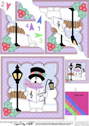 Christmas Snowman Rio is Carol Singing Scallop Corner side stacker Topper
