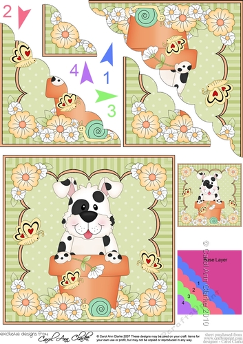 Flower Pot Friends Cute Little Spotty Dog Scalloped Corner Stacker