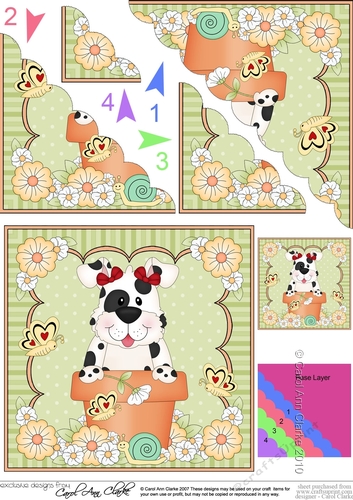 Flower Pot Friends Cute Little Spotty Dog Scalloped Corner Stacker