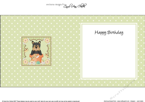 Flower Pot Friends Cute Little Yorkie Dog square landscape insert