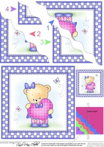 Cute Hunney Bear Rosie has a Heart Wavy Corner side stacker Topper