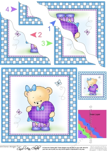 Cute Hunney Bear Rosie has a Heart Wavy Corner side stacker Topper