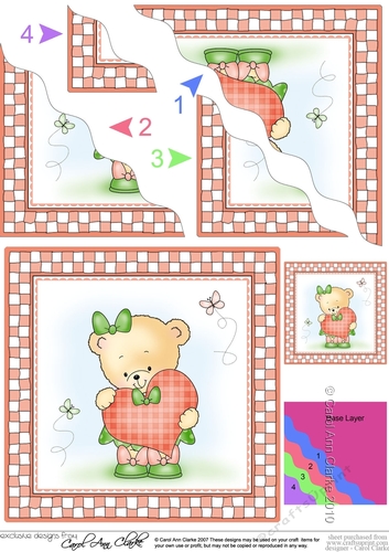 Cute Hunney Bear Rosie has a Heart Wavy Corner side stacker Topper