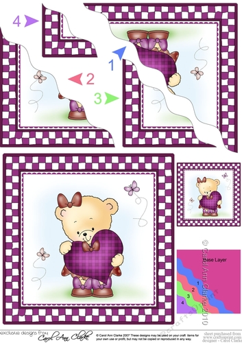 Cute Hunney Bear Rosie has a Heart Wavy Corner side stacker Topper