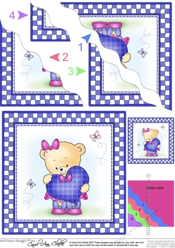 Cute Hunney Bear Rosie has a Heart Wavy Corner side stacker Topper