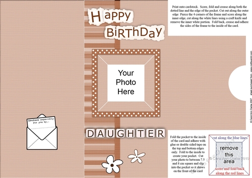 Add a Photo Birthday Daughter with easy fold frame