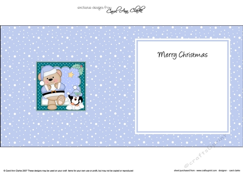 Christmas Livvy Bear is having  a Snowball Fight with Pip Penguin insert square landscape