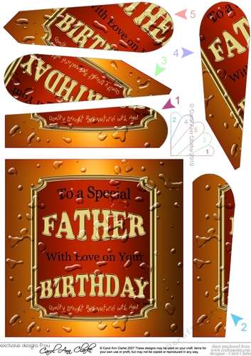 Happy Birthday FATHER Beer Label Fan Pyramage Topper