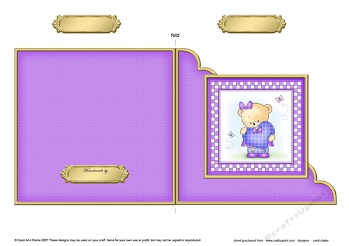 Cute Hunney Bear Rosie has a Heart Cut and Fold Corner Card  