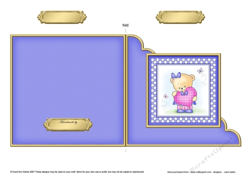 Cute Hunney Bear Rosie has a Heart Cut and Fold Corner Card  