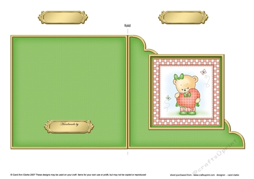 Cute Hunney Bear Rosie has a Heart Cut and Fold Corner Card  