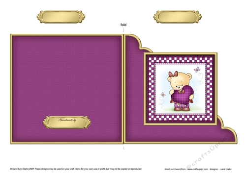 Cute Hunney Bear Rosie has a Heart Cut and Fold Corner Card  