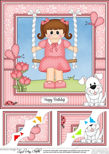 8 x 8 Cute Little Toddler is Swinging High Scalloped Corner Topper  