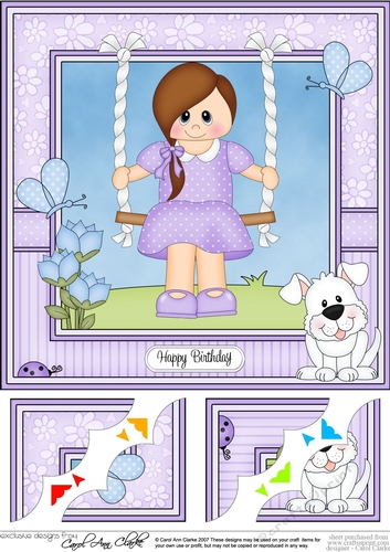 8 x 8 Cute Little Teen is Swinging High Scalloped Corner Topper  
