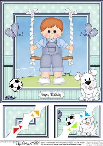 8 x 8 Cute Little Toddler is Swinging High Scalloped Corner Topper