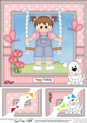 8 x 8 Cute Little Toddler is Swinging High Scalloped Corner Topper