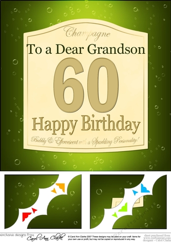 8x8 60th Birthday Grandson Champagne Label Scalloped Corner