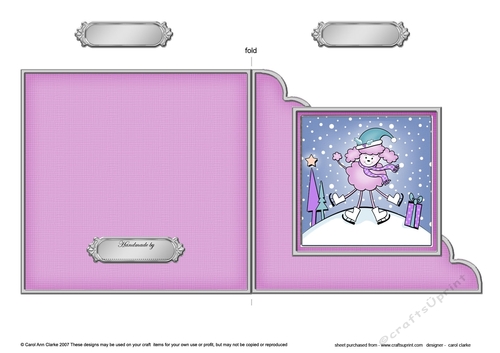 Cute Christmas Bon Bon the Poodle Quick Cut and Fold Corner Card 