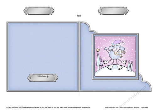 Cute Christmas Bon Bon the Poodle Quick Cut and Fold Corner Card 
