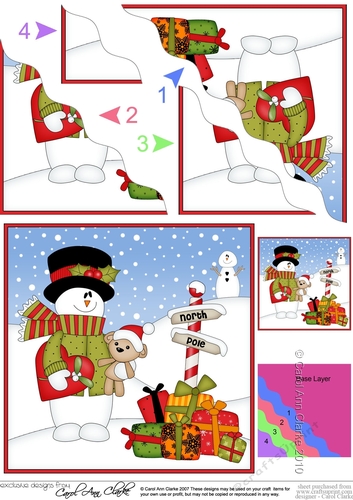 Christmas Snowman Roi is at the North Pole Wavy Corner side stacker Topper