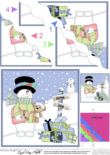 Christmas Snowman Roi is at the North Pole Wavy Corner side stacker Topper