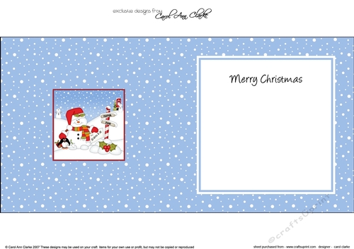 Christmas Snowman Oli & Pip Penguin are at the North Pole insert square landscape