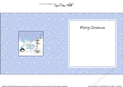 Christmas Snowman Oli & Pip Penguin are at the North Pole insert square landscape