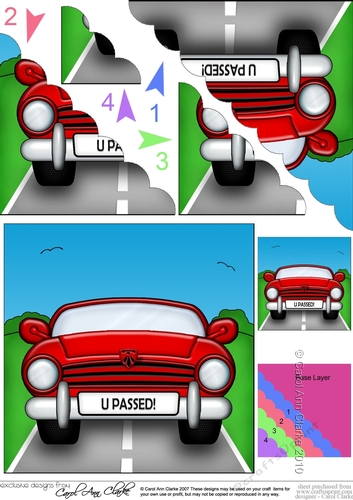 Fun Red Sports Car Congratulations You Passed Driving Tes Scalloped Corner Stacker